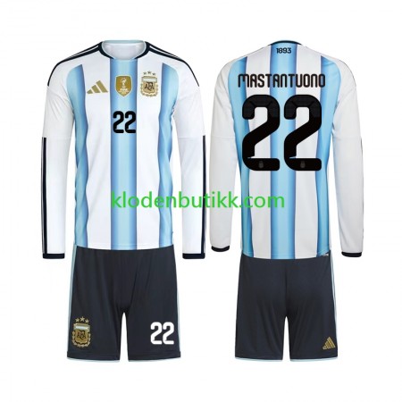 Argentina Franco Mastantuono 22 World Cup 2026 Barn Hjemme Fotballdrakt Langermet Argentina Franco Mastantuono 22 World Cup 2026 Barn Hjemme Fotballdrakt Langermet
